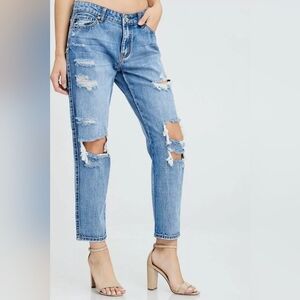 KanCan Mid Rise Destroyed Boyfriend Jeans Size 11 / 29
